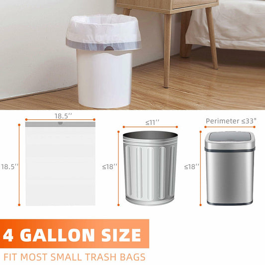 4 Gal Drawstring Trash Bags 57 Count White Small Garbage Can Liners