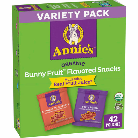 BestBy03/25 Annie's Organic Bunny Fruit Snacks Variety Pack 42 Count 29.4oz