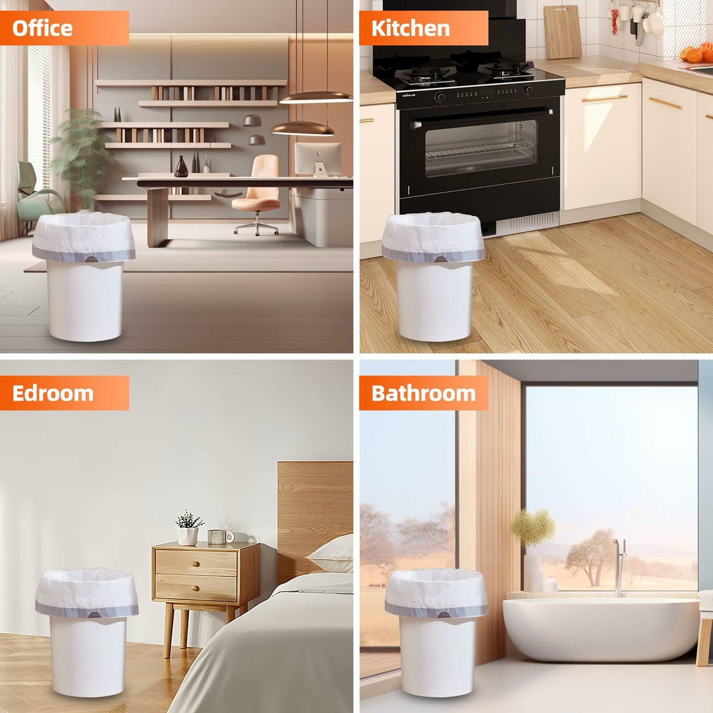 4 Gal Drawstring Trash Bags 57 Count White Small Garbage Can Liners