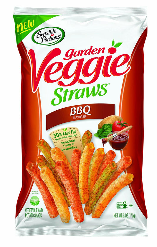 BestBy12/24 Sensible Portions Garden Veggie Straws BBQ, 6 Oz Snack Pack