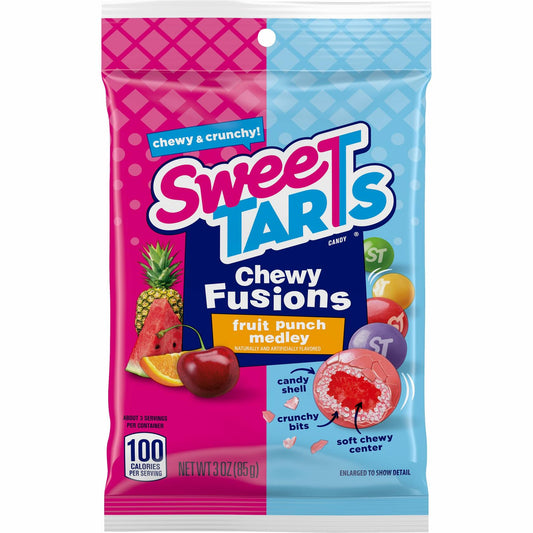 BestBy07/25 SweeTARTS Chewy Fusions Candy Fruit Punch Medley 3oz Sweet & Tart