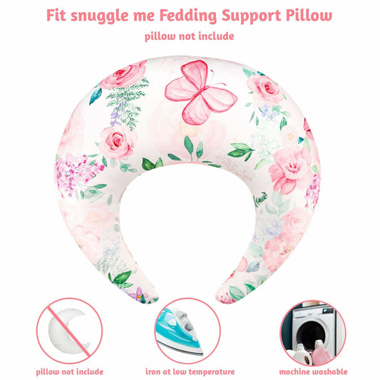 CARUILI Nursing Pillow Cover Pink Floral Ultra Soft Comfortable Only Case