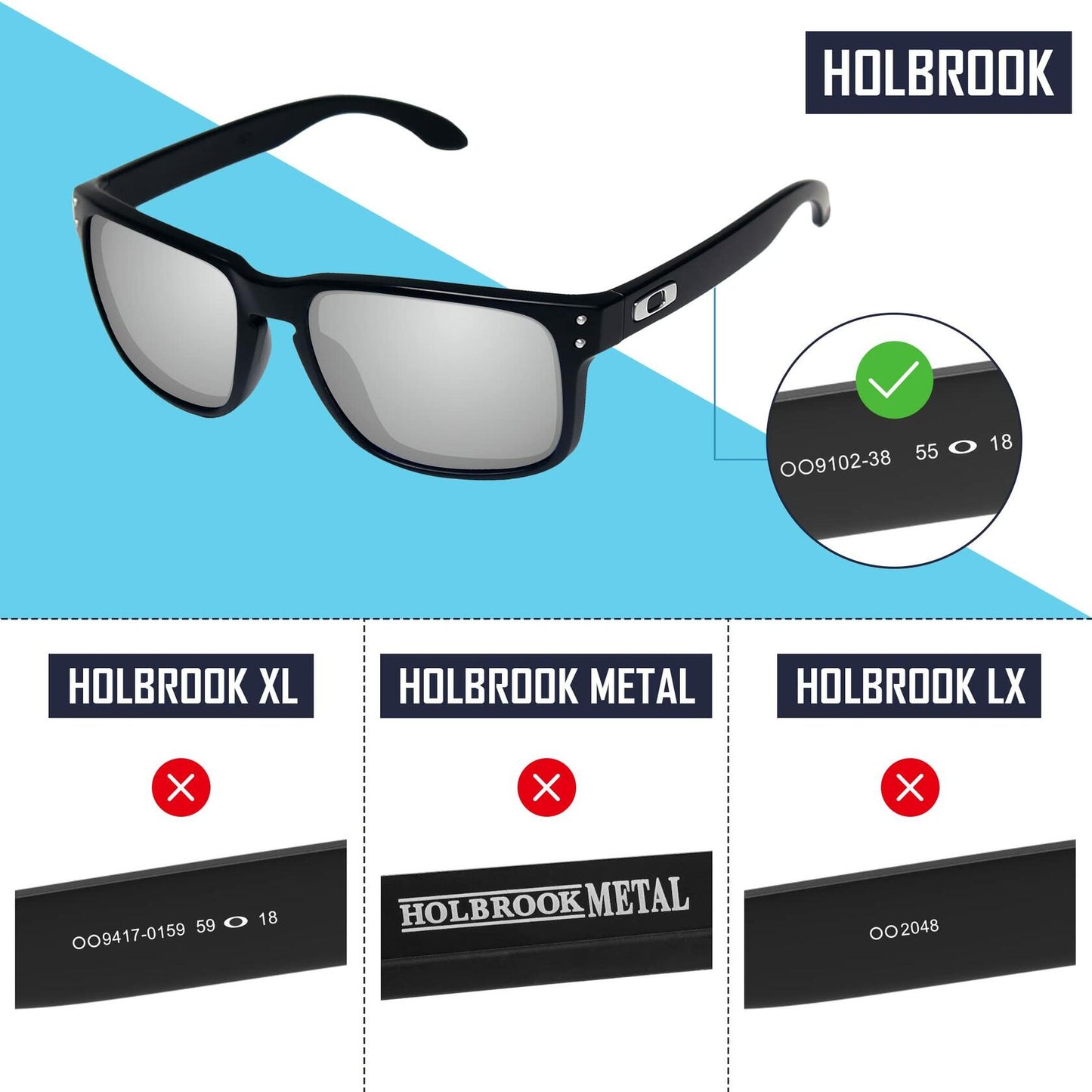 SAUCER Replacement Lenses Oakley Holbrook OO9102 Midnight Sun Polarized