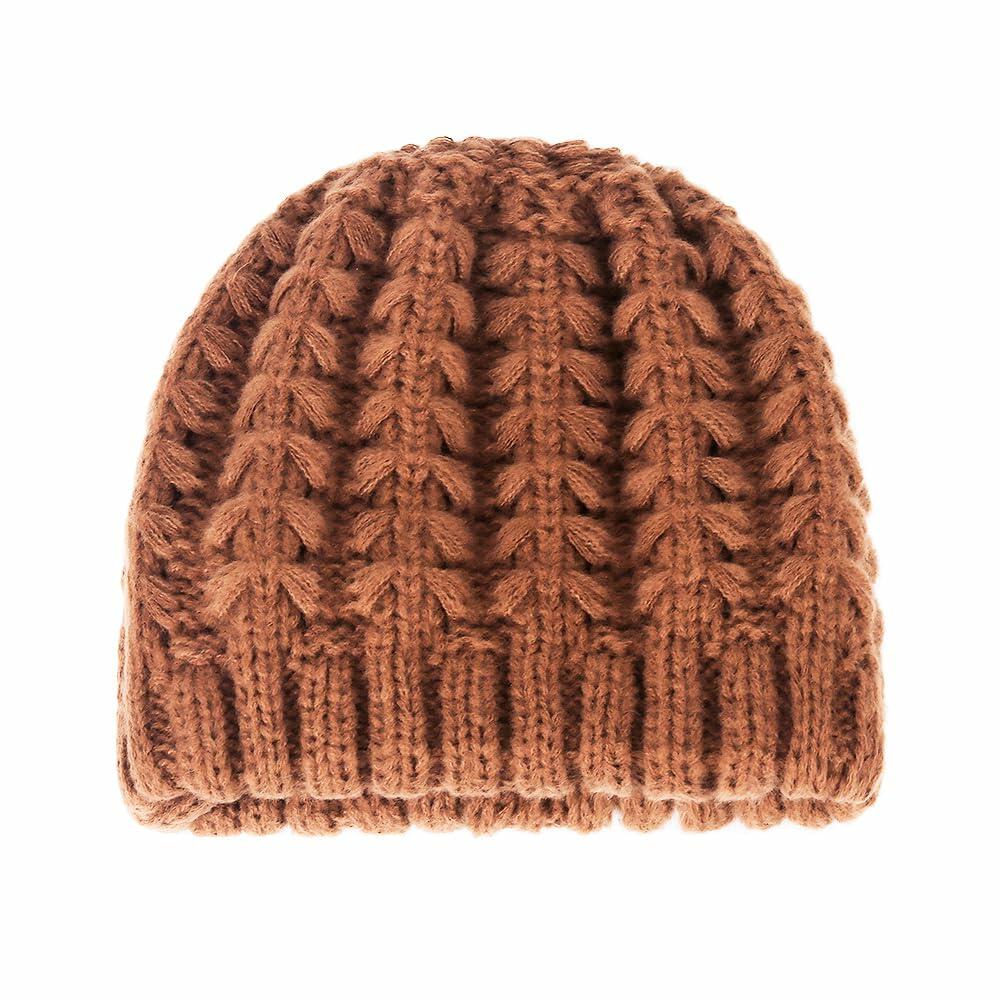 Wander Agio Women's Winter Wool Knit Beanie & Scarf Set Black 1