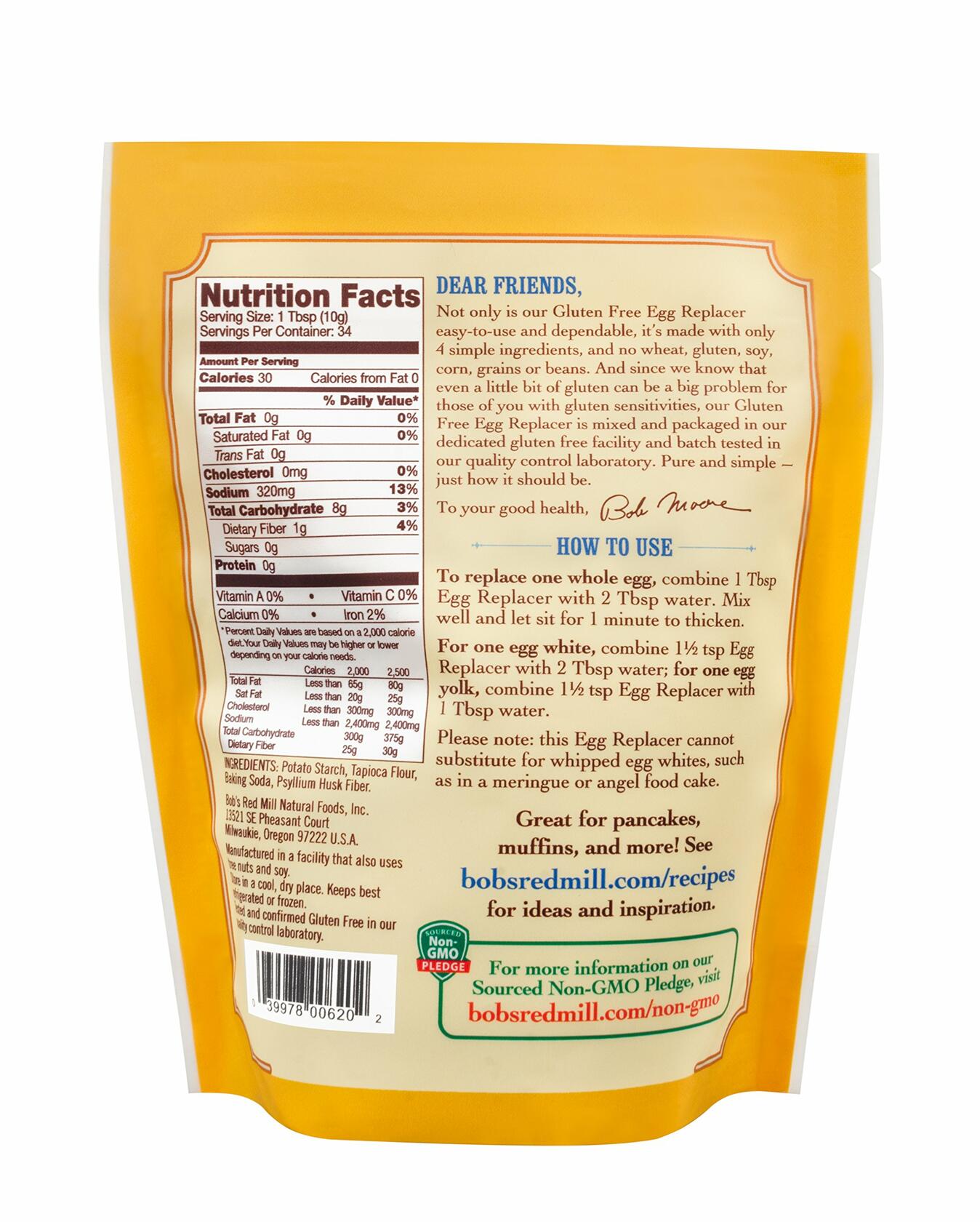 BB10/26 Bob's Red Mill Egg Replacer 12oz Gluten Free Vegan Non GMO Kosher