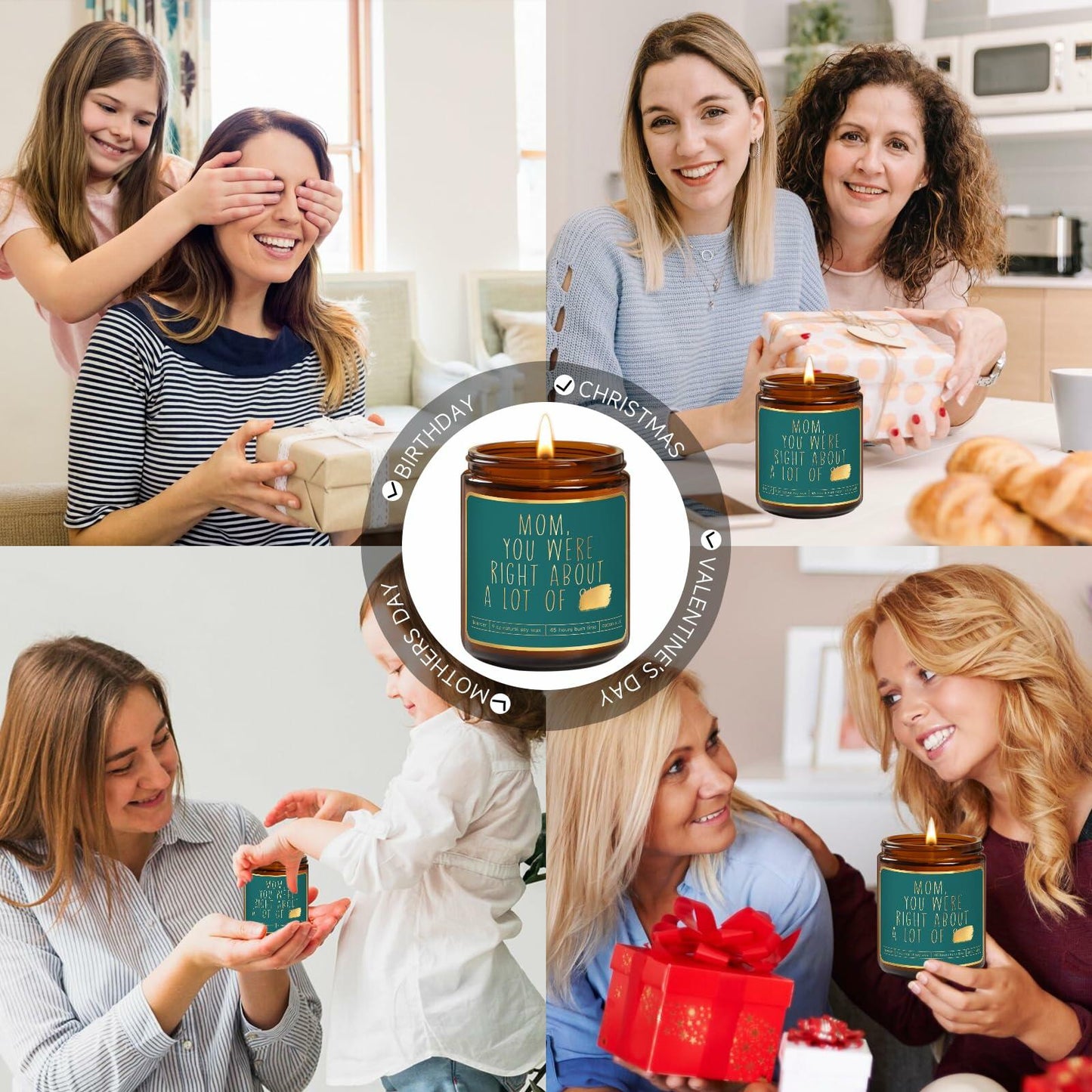 Lavender Candle Gift for Mom - Scented Soy Wax, Relaxing Aromatherapy 9oz