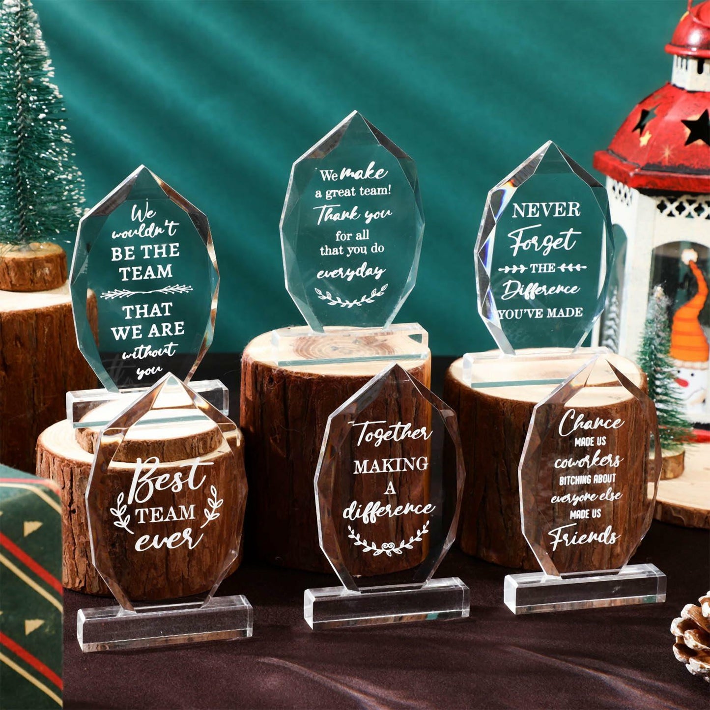 MotiMind 6 Pc Acrylic Thank You Plaques Christmas Employee Gifts Bulk