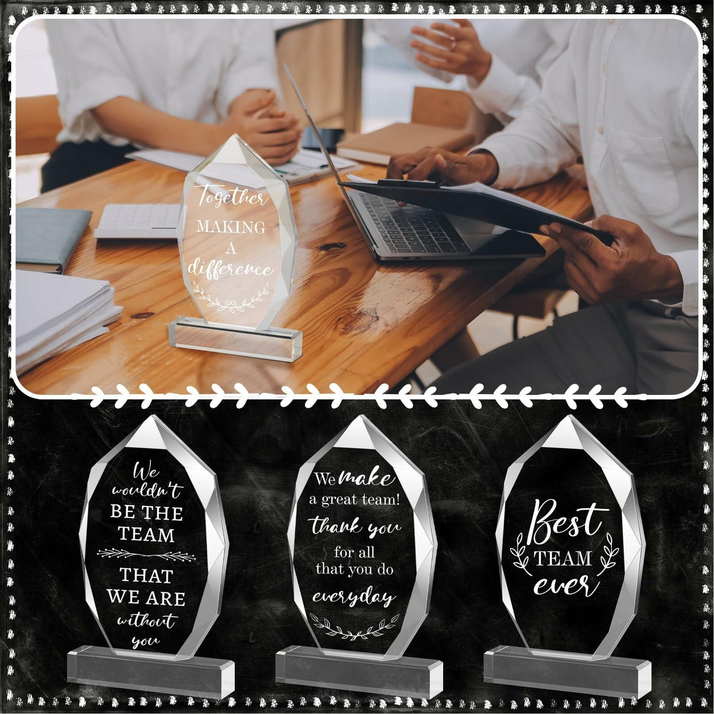 MotiMind 6 Pc Acrylic Thank You Plaques Christmas Employee Gifts Bulk