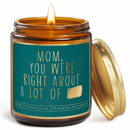 Lavender Candle Gift for Mom - Scented Soy Wax, Relaxing Aromatherapy 9oz