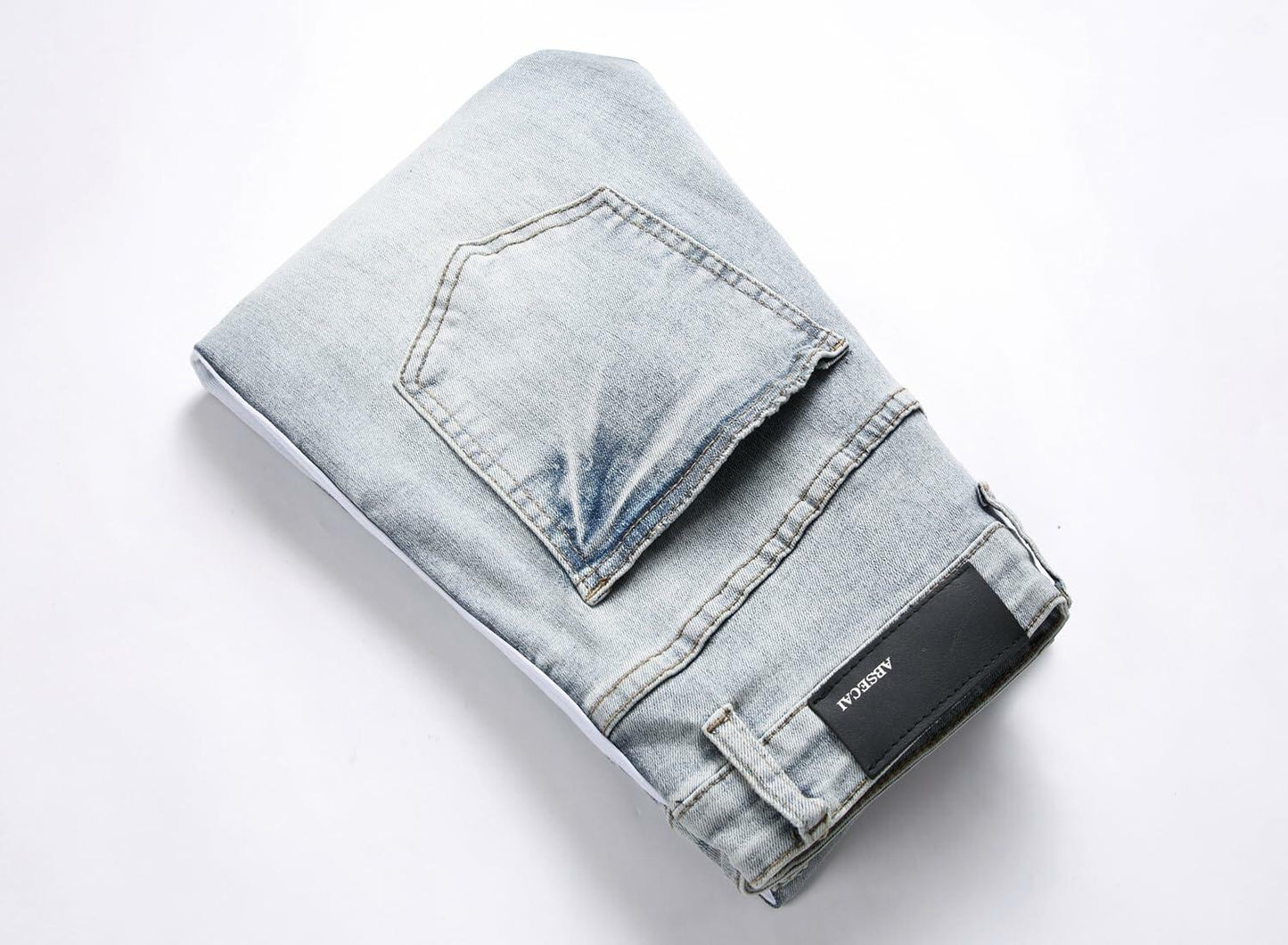 ABSECAI Men's Skinny Ripped Slim Fit Stretch Jeans Blue Size 34