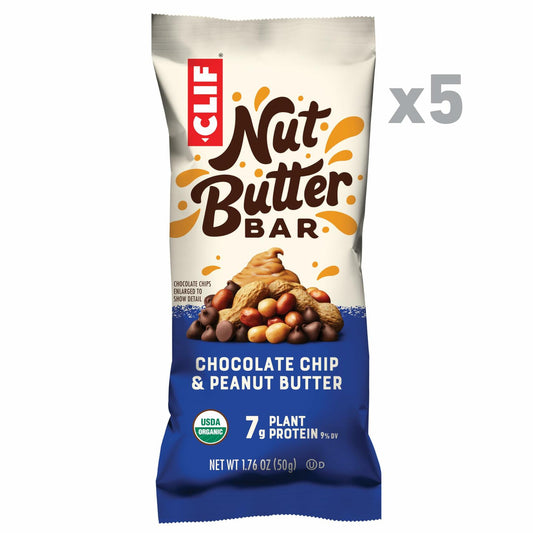 BestBy01/26 CLIF Nut Butter Bar ChocolateChip PeanutButter Organic 5 Pack 1.76oz