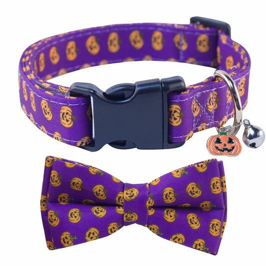 SuperBuddy Adjustable Dog Collar with Bowtie - Small Medium Large Sizes