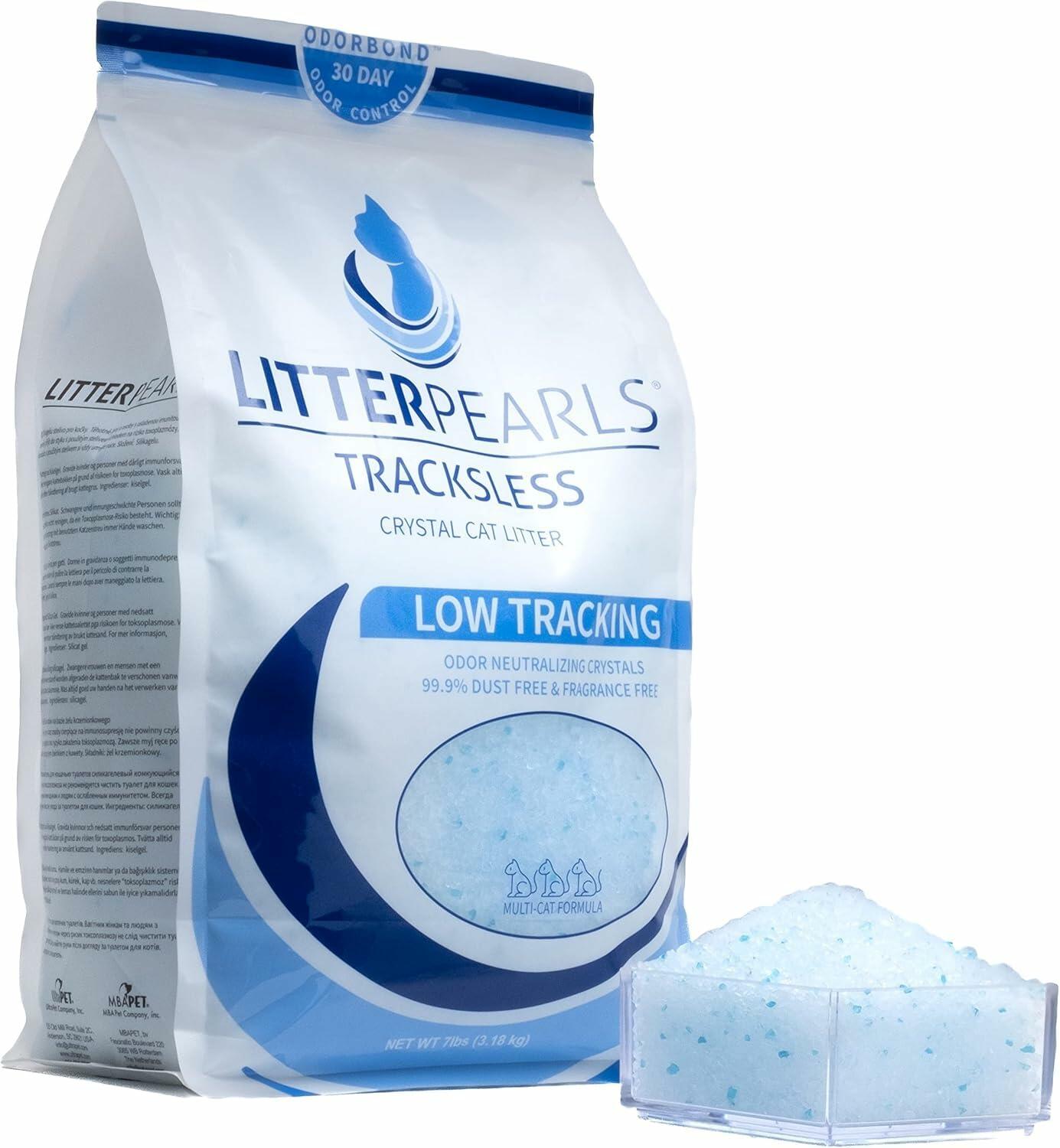 Litter Pearls Tracksless Unscented Non-Clumping Crystal Cat Litter 10.5 lb