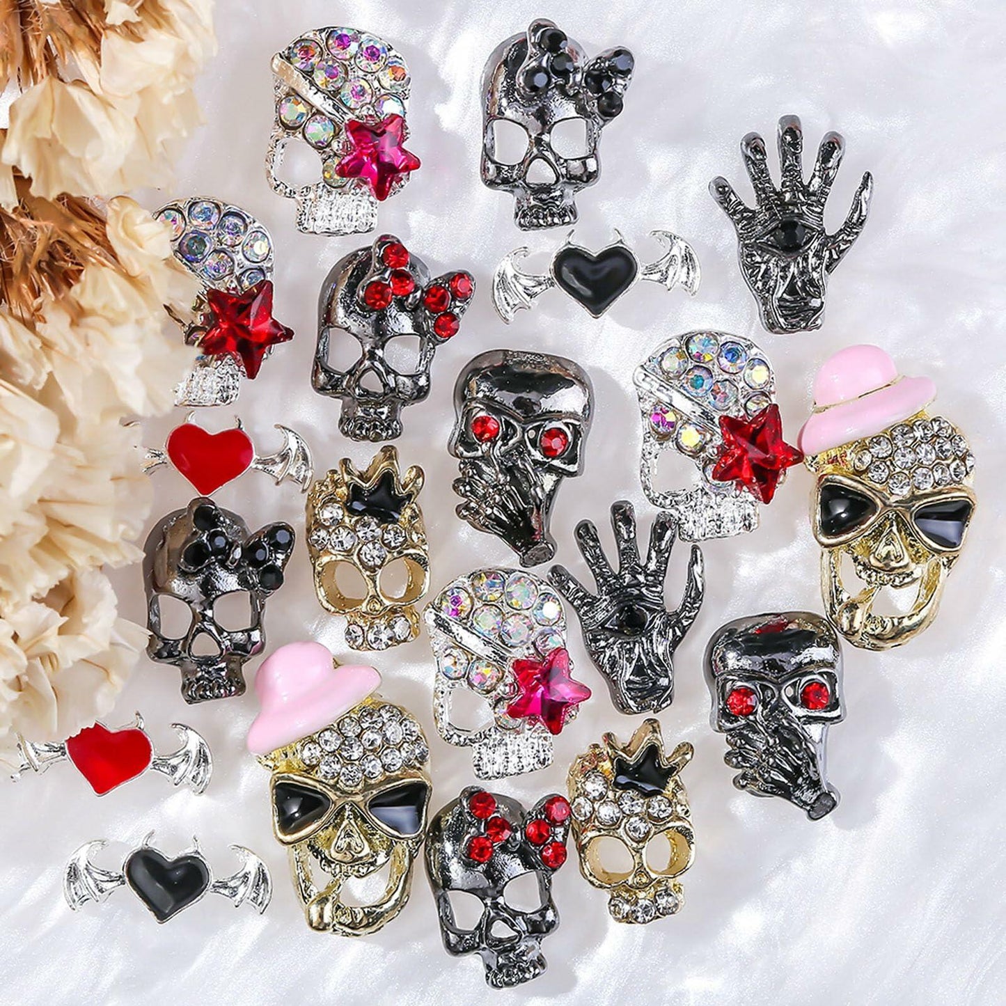 50pcs Handmade Dark Resin Bat Charms for Nails Halloween Accessories