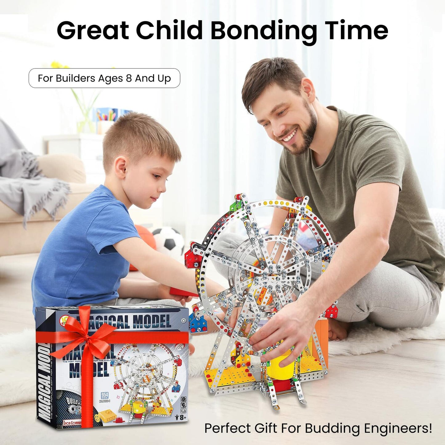 IQ Toys 954pcs Ferris Wheel 3D Puzzle Metal Building Kit with Lights