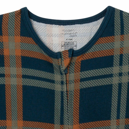 Gerber Baby Hacci Footless Pajamas Navy Plaid Size 12 Months