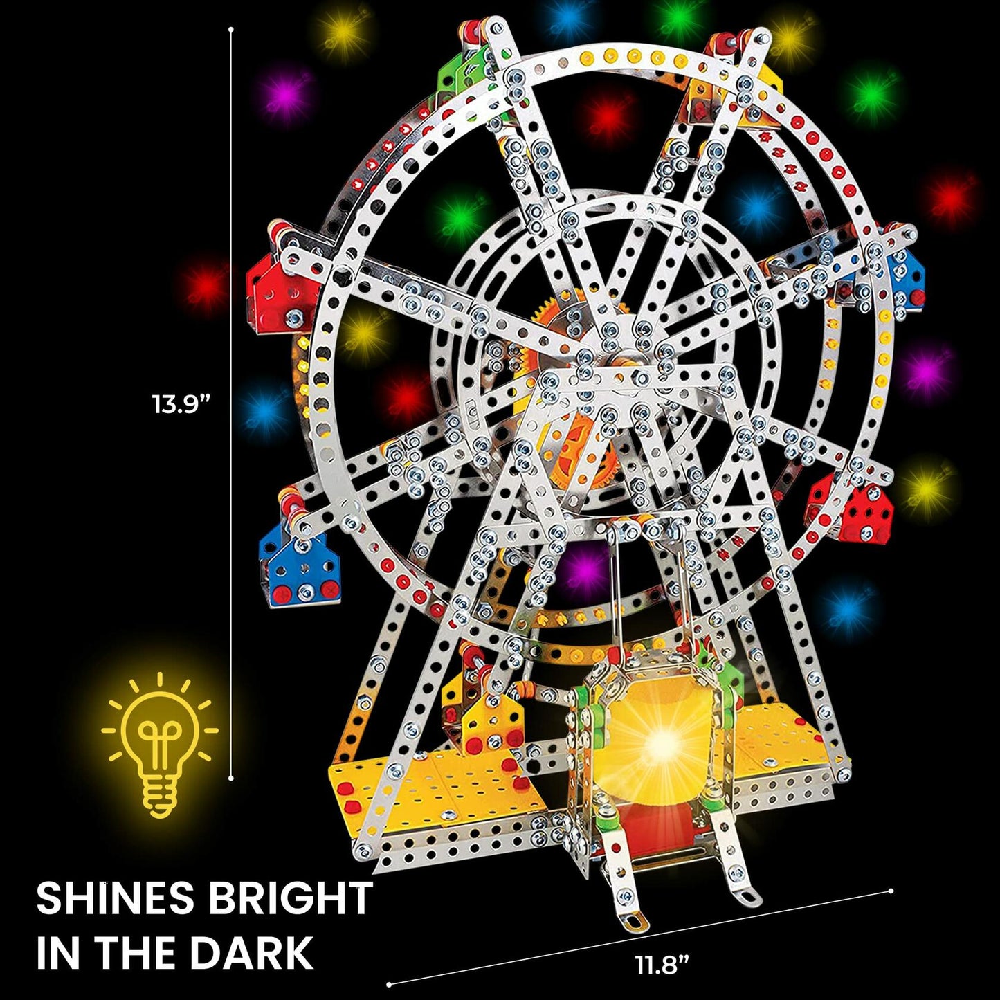 IQ Toys 954pcs Ferris Wheel 3D Puzzle Metal Building Kit with Lights