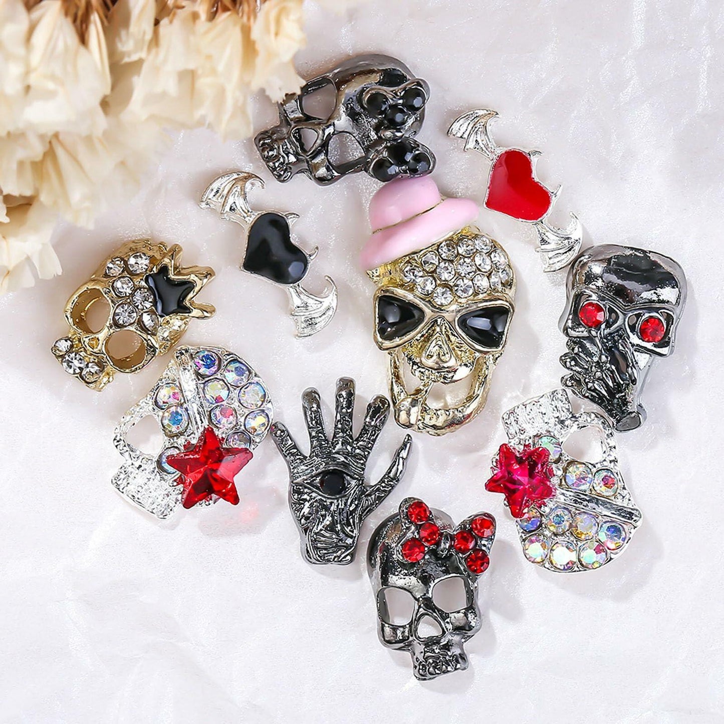 50pcs Handmade Dark Resin Bat Charms for Nails Halloween Accessories
