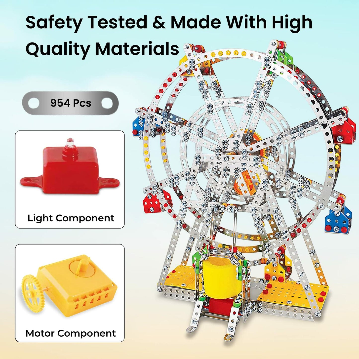 IQ Toys 954pcs Ferris Wheel 3D Puzzle Metal Building Kit with Lights