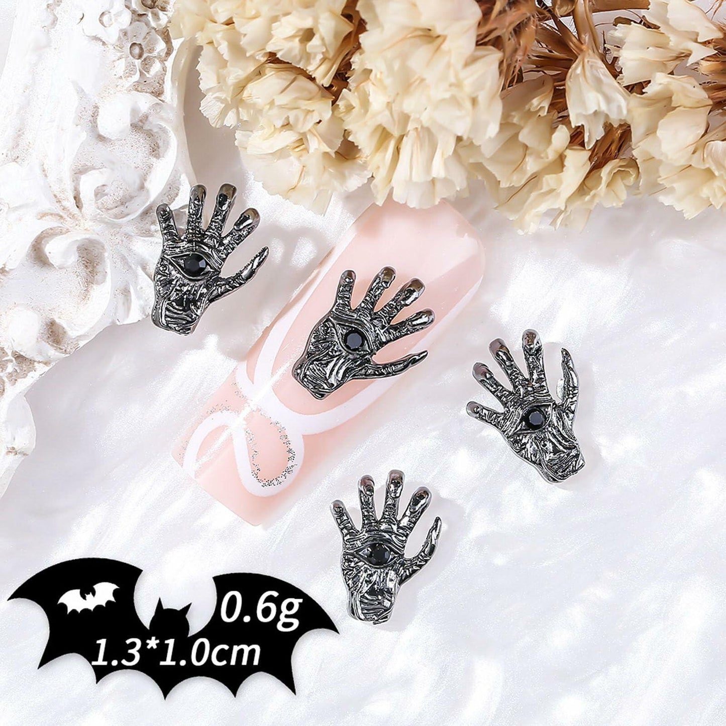 50pcs Handmade Dark Resin Bat Charms for Nails Halloween Accessories