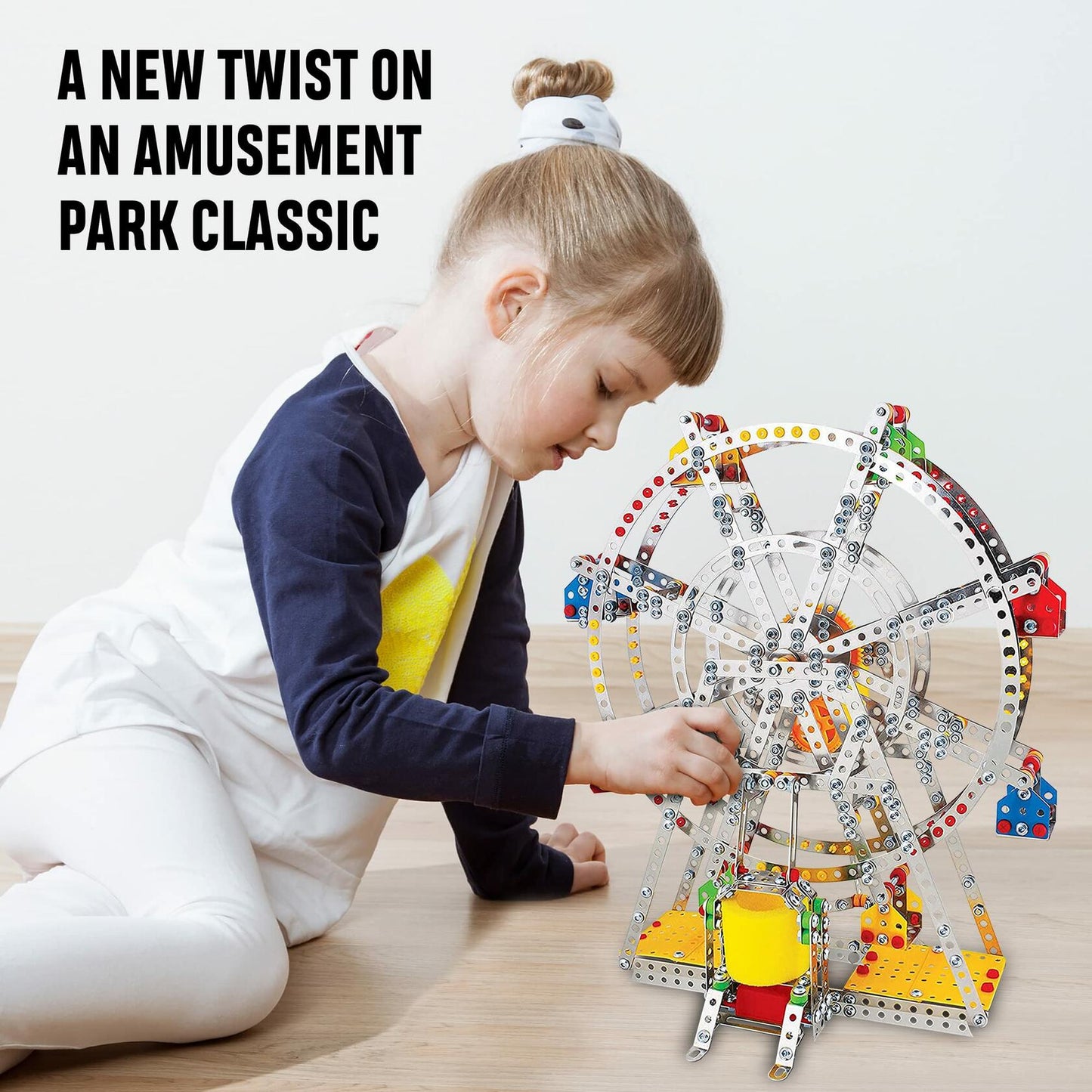 IQ Toys 954pcs Ferris Wheel 3D Puzzle Metal Building Kit with Lights