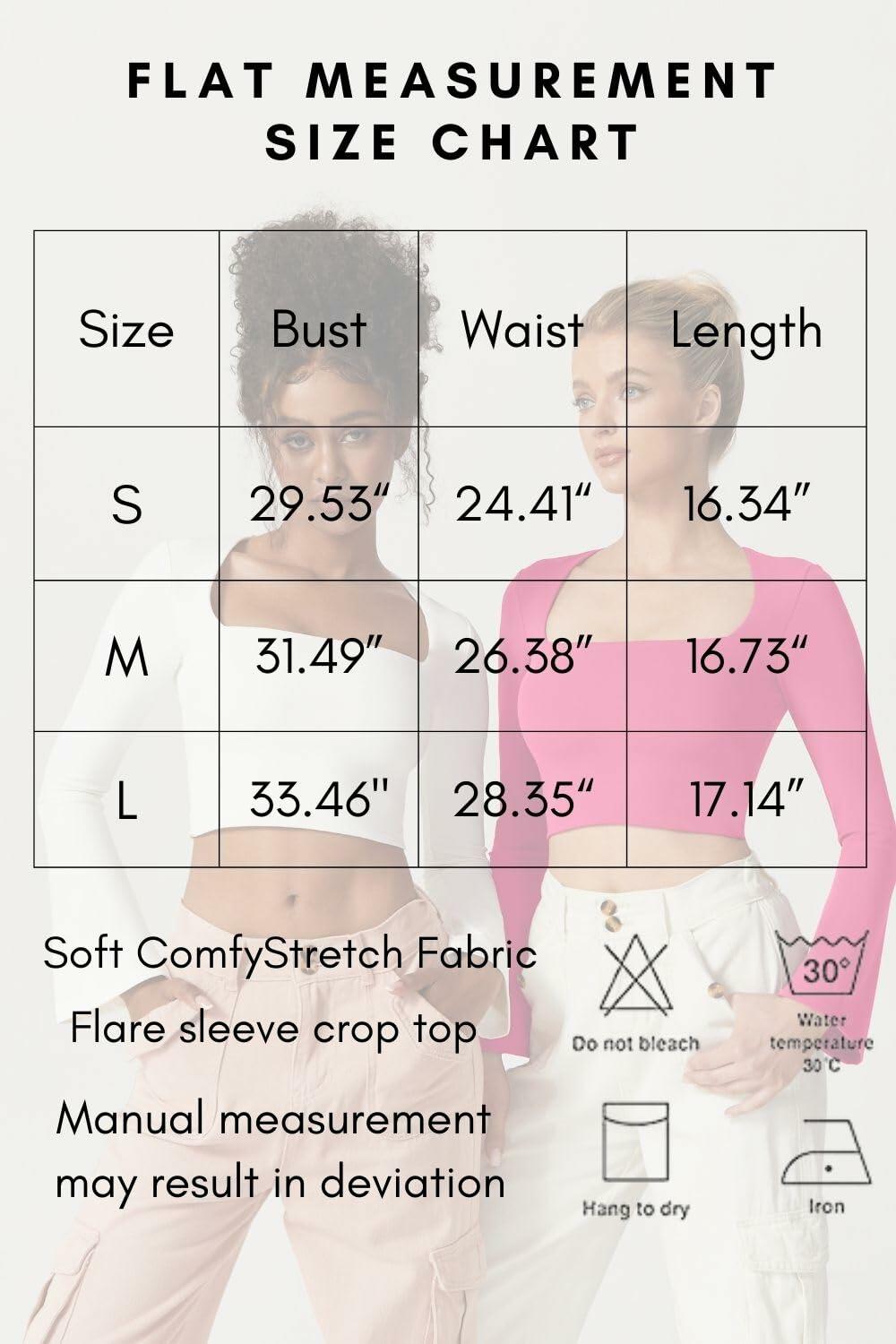 Meyeeka Womens Bell Sleeve Square Neck Crop Top Rose Red S