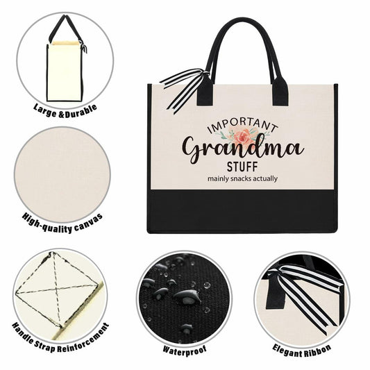PKW Grandma Gift Tote Bag - Birthday Xmas Mother's Day Gift - From Grandchildren