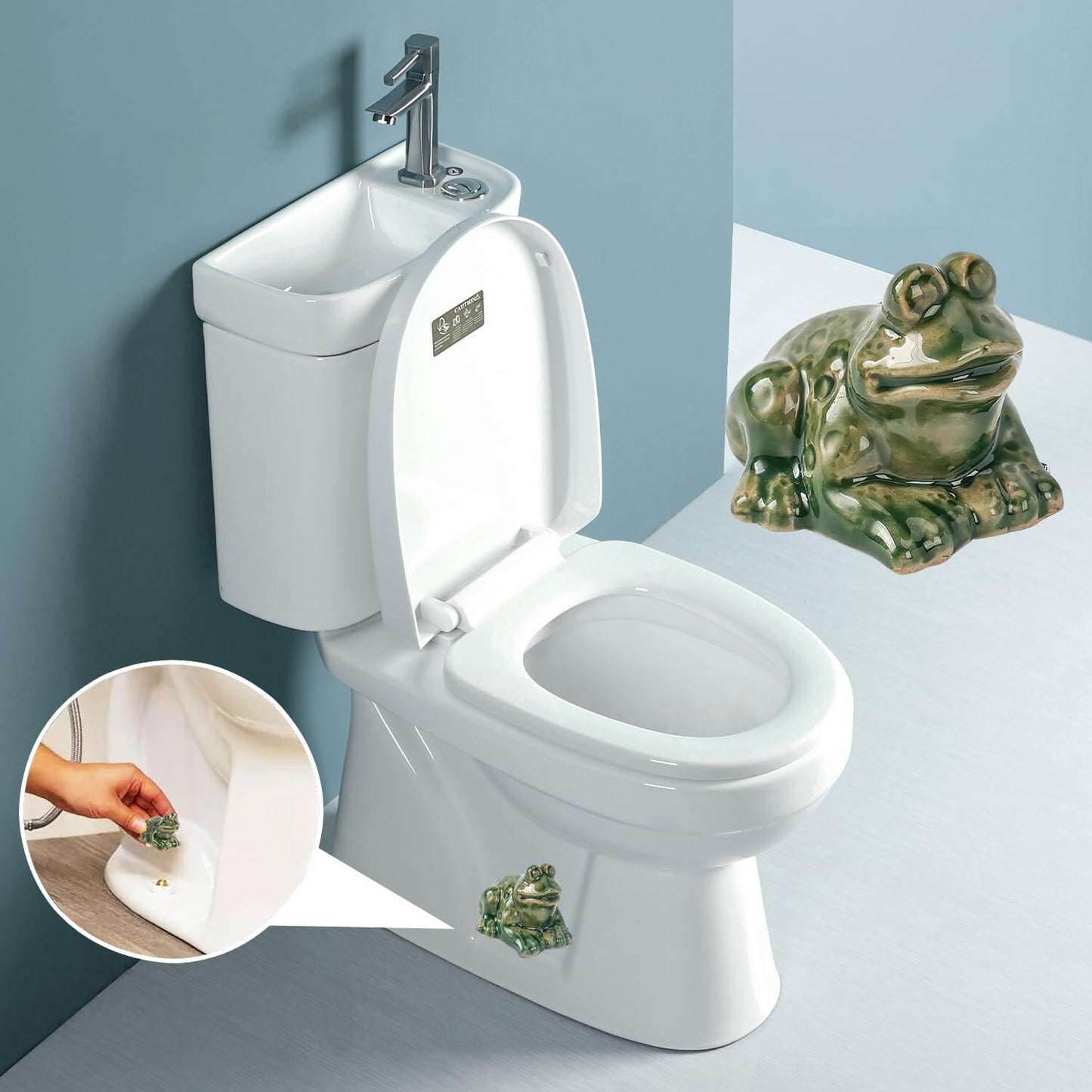 Kanroadi Frog Toilet Bolt Cover Green Resin 1 Piece Standard Size Bathroom