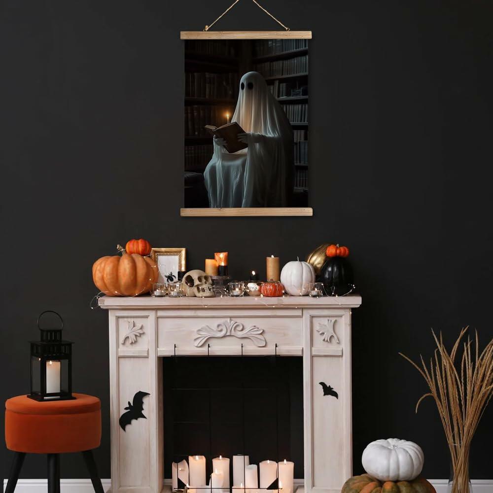 XIAOAIKA Vintage Halloween Ghost Poster 16x23in Linen Canvas Wall Art