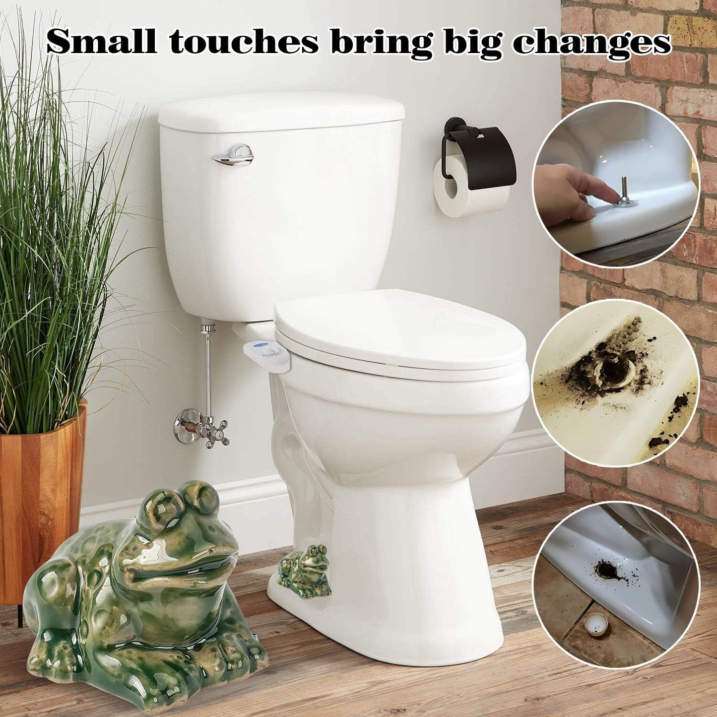 Kanroadi Frog Toilet Bolt Cover Green Resin 1 Piece Standard Size Bathroom