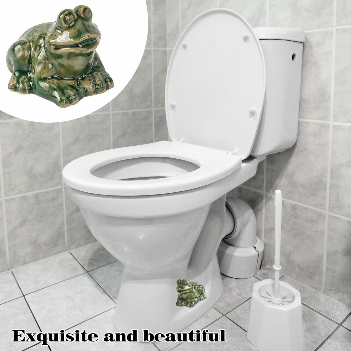Kanroadi Frog Toilet Bolt Cover Green Resin 1 Piece Standard Size Bathroom
