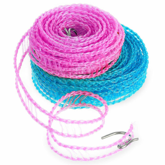 Giantree 2 Pack Retractable Windproof Clothesline Pink + Blue for Outdoor