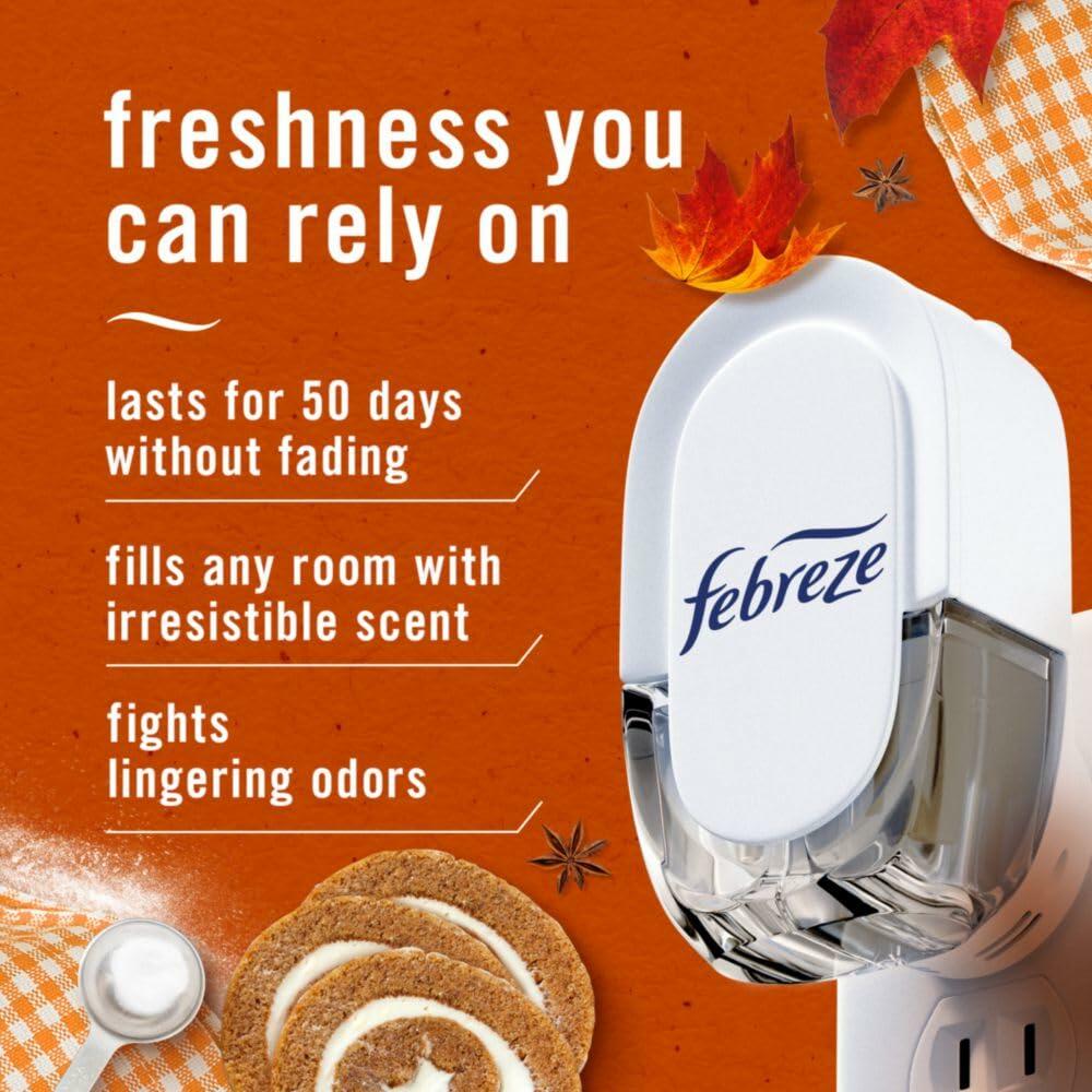 Febreze Plug In Air Freshener Refill Pumpkin Roll Scent 2 Count 0.87oz