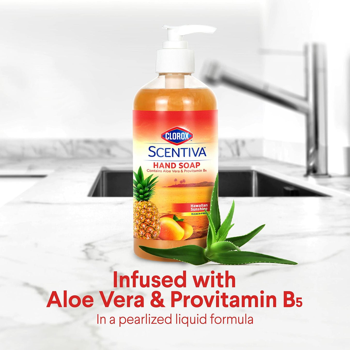 Clorox Scentiva Liquid Hand Soap 14oz Hawaiian Sunshine Scent Bleach-Free