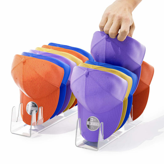 BOMALLY Acrylic Hat Stand Organizer Clear 2 Pack Holds 14 Baseball Caps