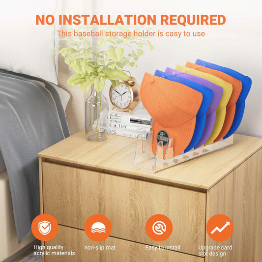 BOMALLY Acrylic Hat Stand Organizer Clear 2 Pack Holds 14 Baseball Caps