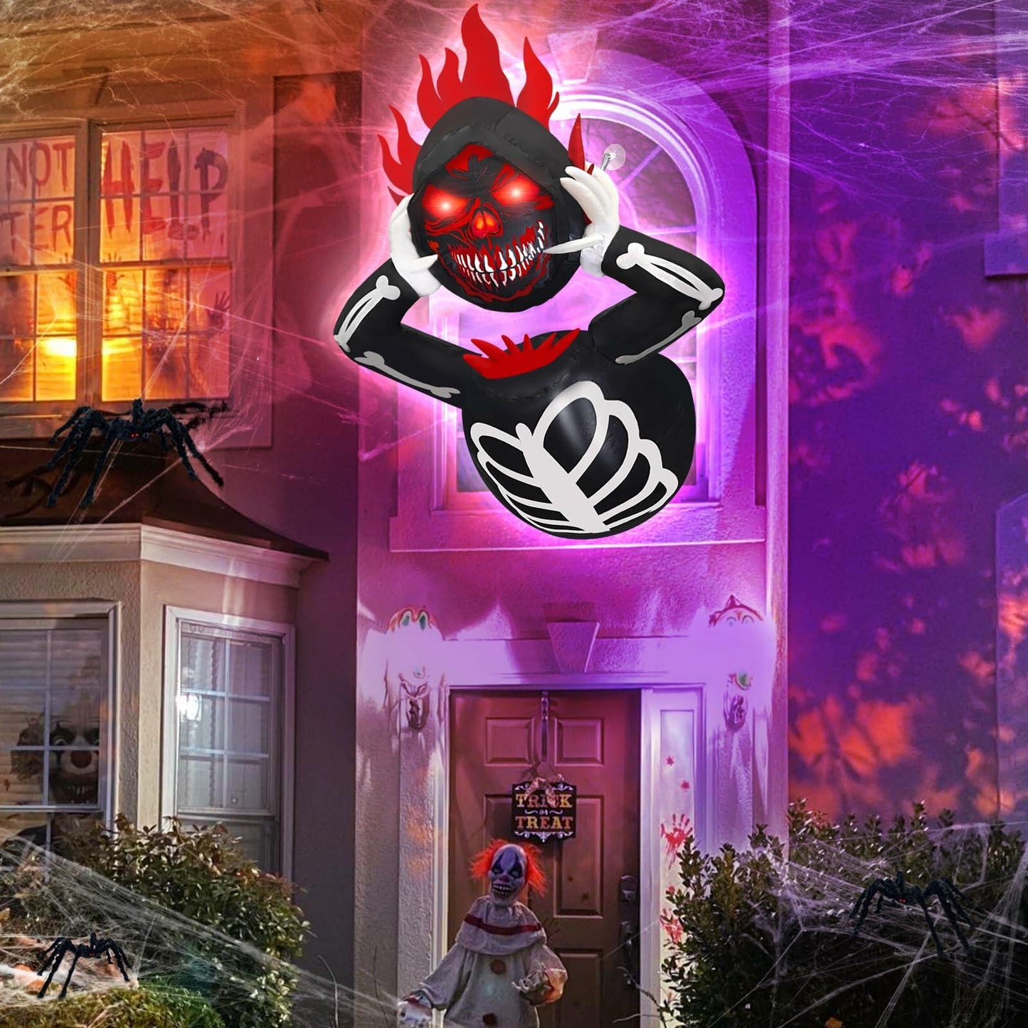 4FT Headless Grim Reaper Inflatable Halloween Decoration with LEDs Outdoor
