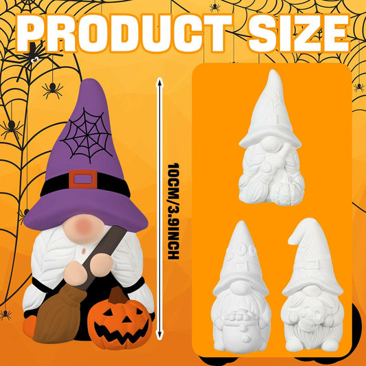 Youyole 3 Pack 4" Unpainted Gnome Statues DIY Craft Halloween Decor