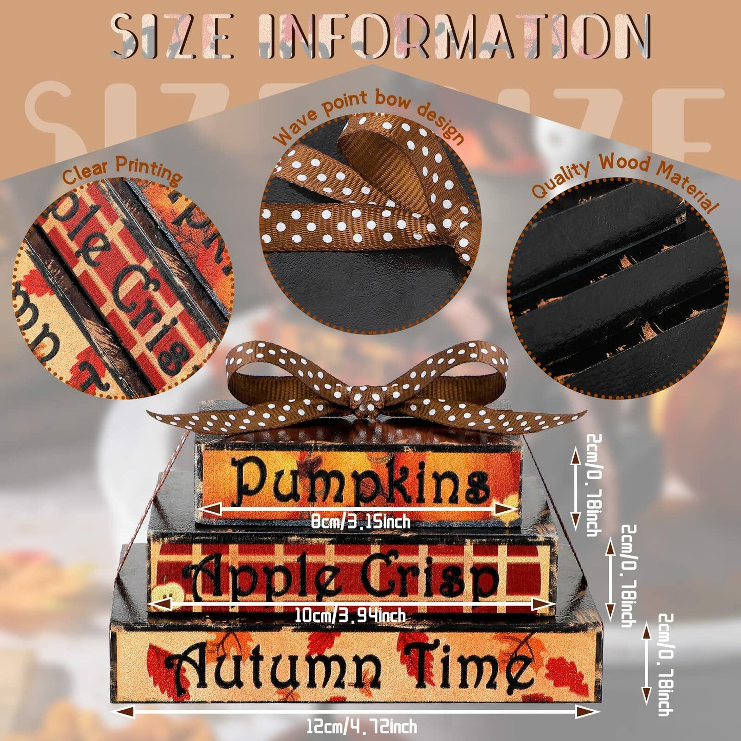 Ferraycle Fall Tiered Tray Decor Mini Books Pumpkin Wood Sign Farmhouse