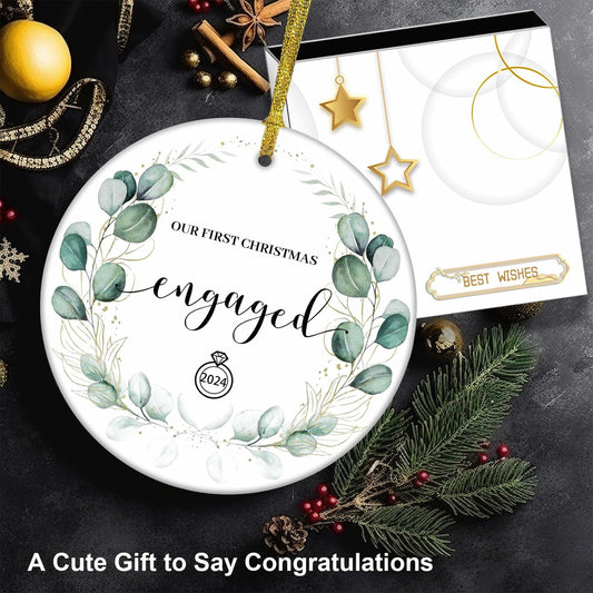 Aestas 3.5" Ceramic Engagement Ornament 2024 Unique Gifts for Couples