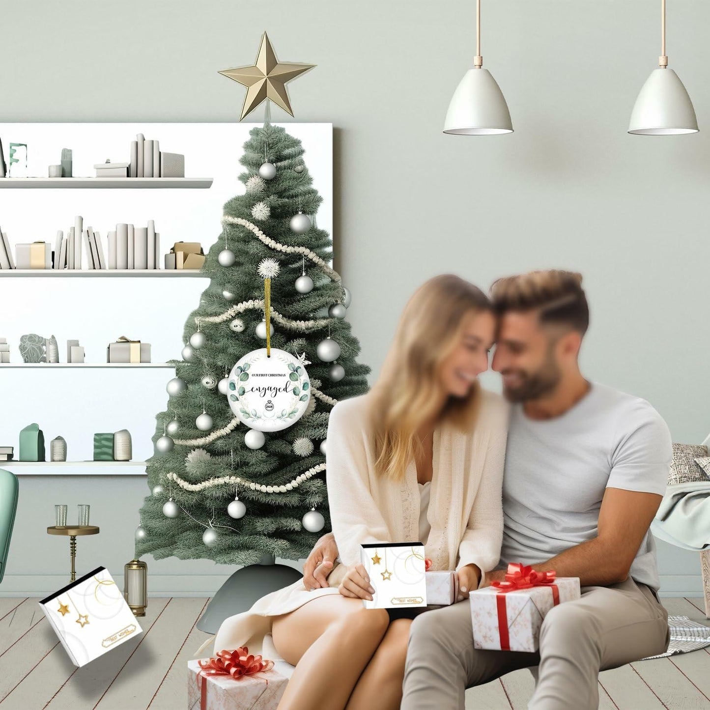 Aestas 3.5" Ceramic Engagement Ornament 2024 Unique Gifts for Couples