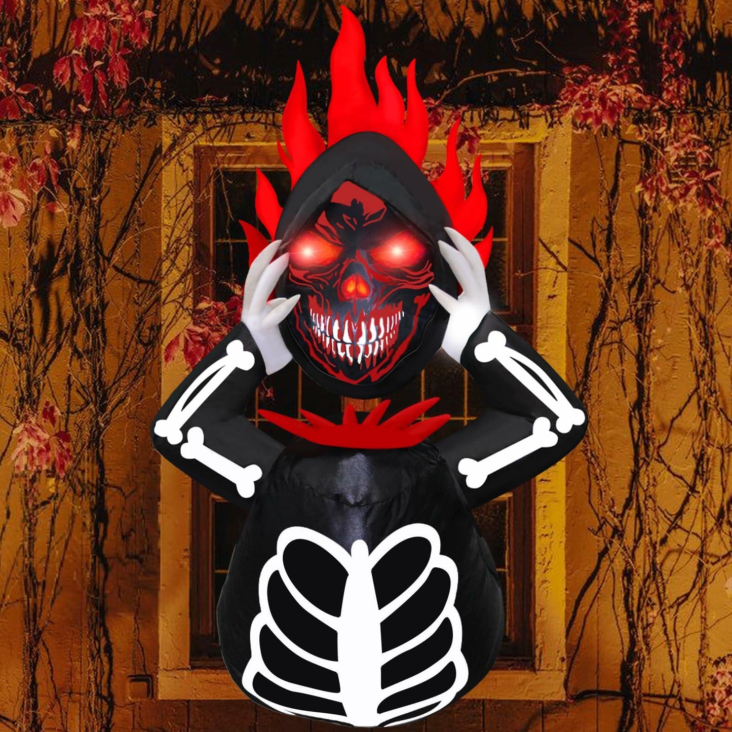 4FT Headless Grim Reaper Inflatable Halloween Decoration with LEDs Outdoor