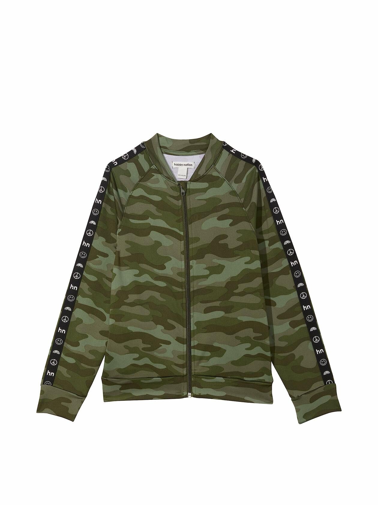 Happy Nation Girls Track Jacket Olive Camo Size L