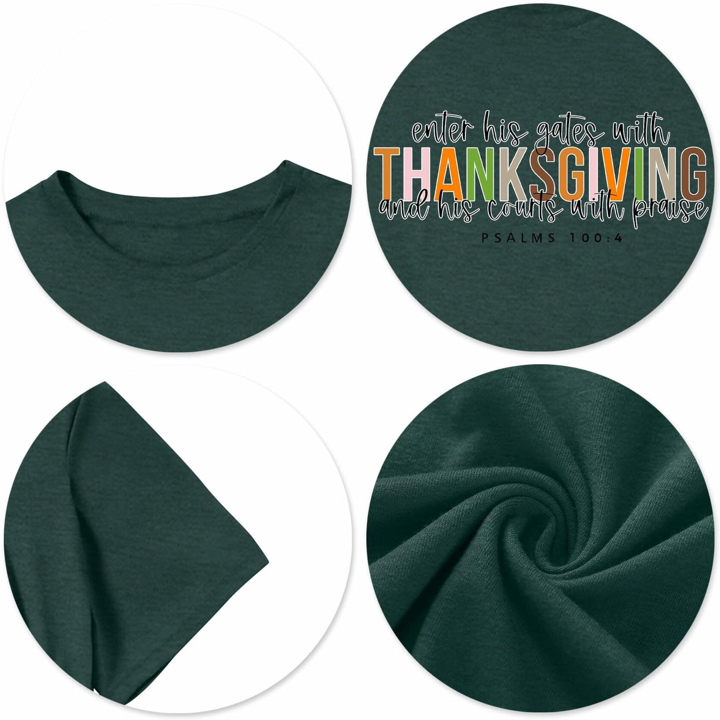 ELDPS Women's Thanksgiving Shirt Casual Fall Top Thankful Tee - Medium