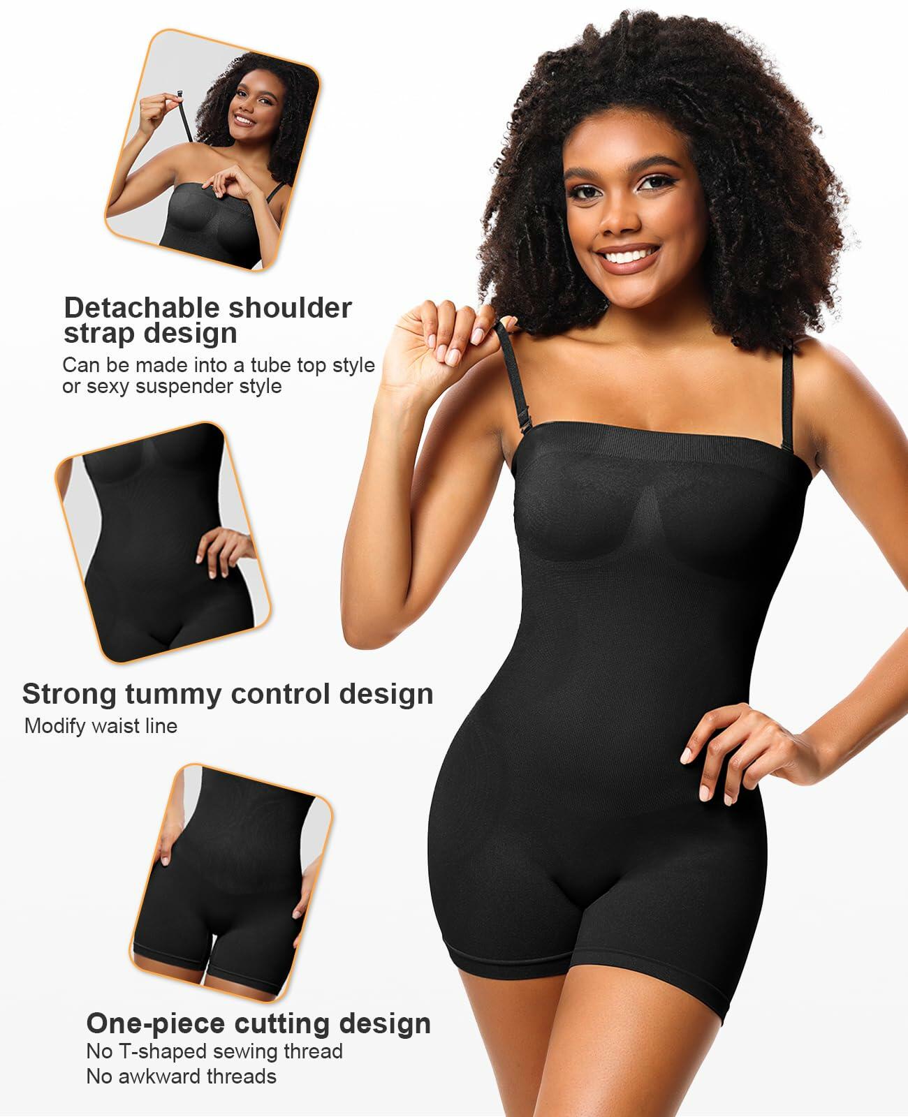 LeapBeast Strapless Shapewear Bodysuit Black L Tummy Control Bra