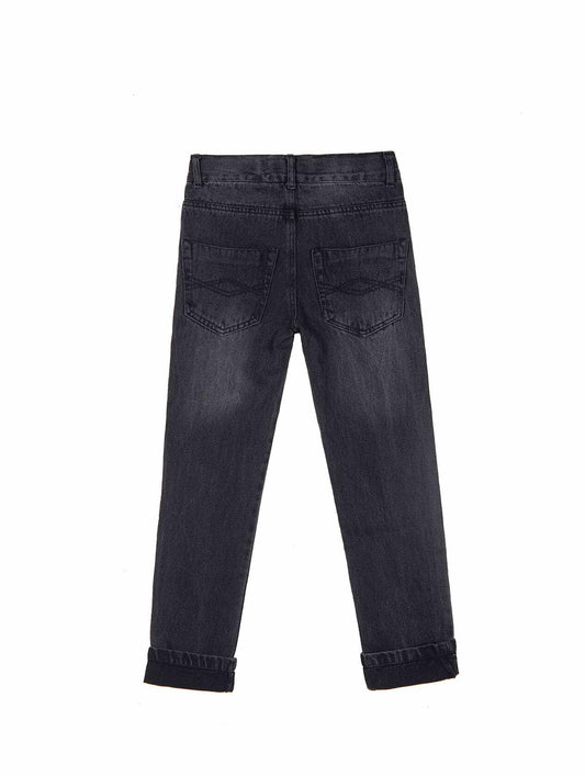 Bienzoe Boys Adjustable Waist Black Ripped Slim Denim Jeans Size 6