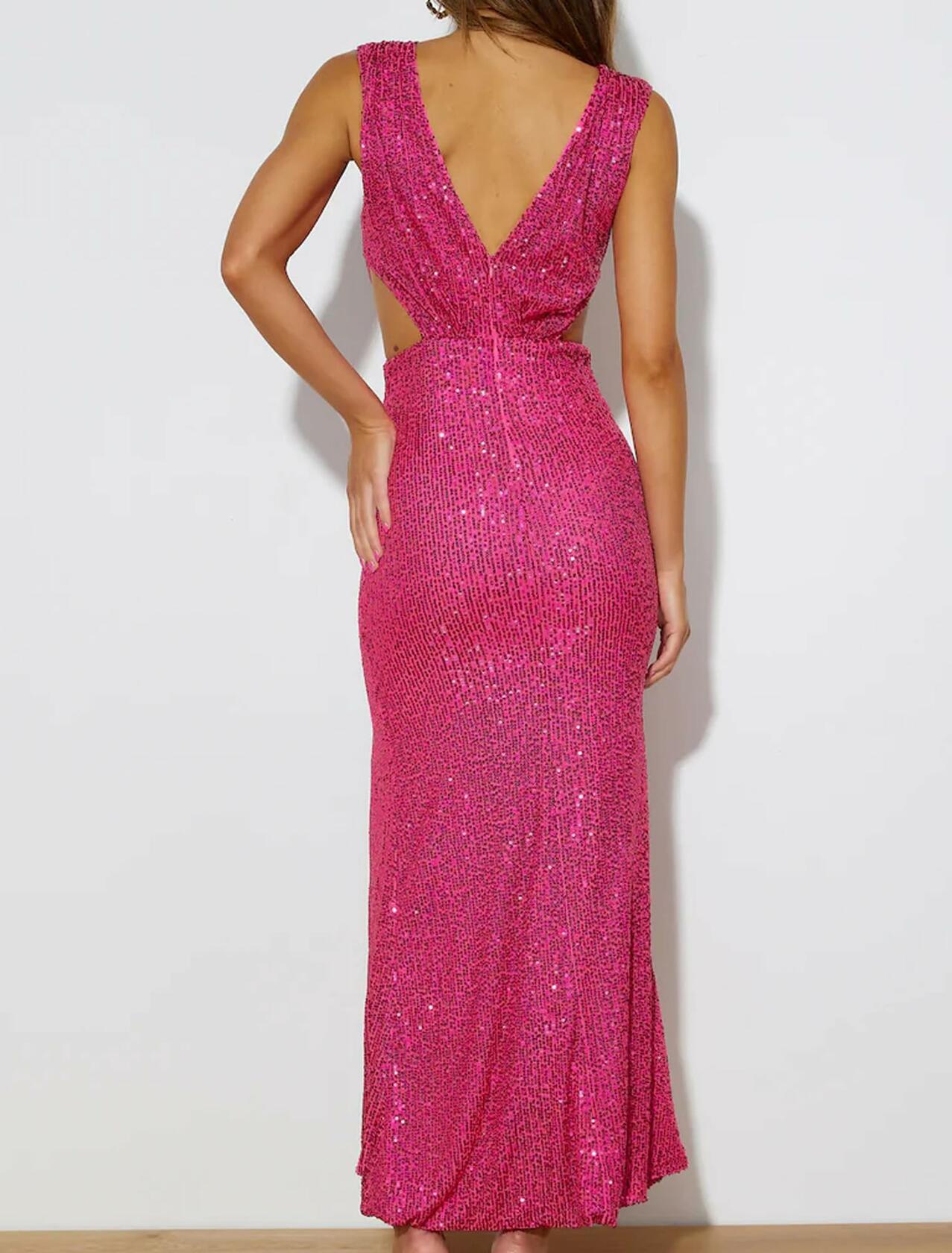 Eliacher Women's Sleeveless Sequin Maxi Dress Pink US 12-14 Elegant Style