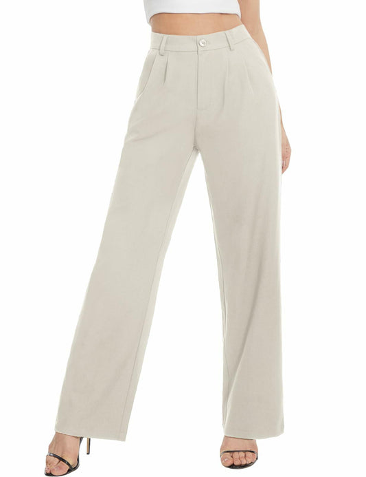 Tapata Wide Leg Pants Women Beige High Waist Casual Size 10