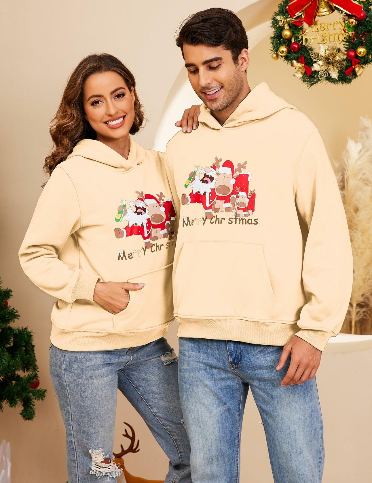 YXLUOKY Green Ugly Christmas Sweatshirt Women L Fleece Hoodie Pullover