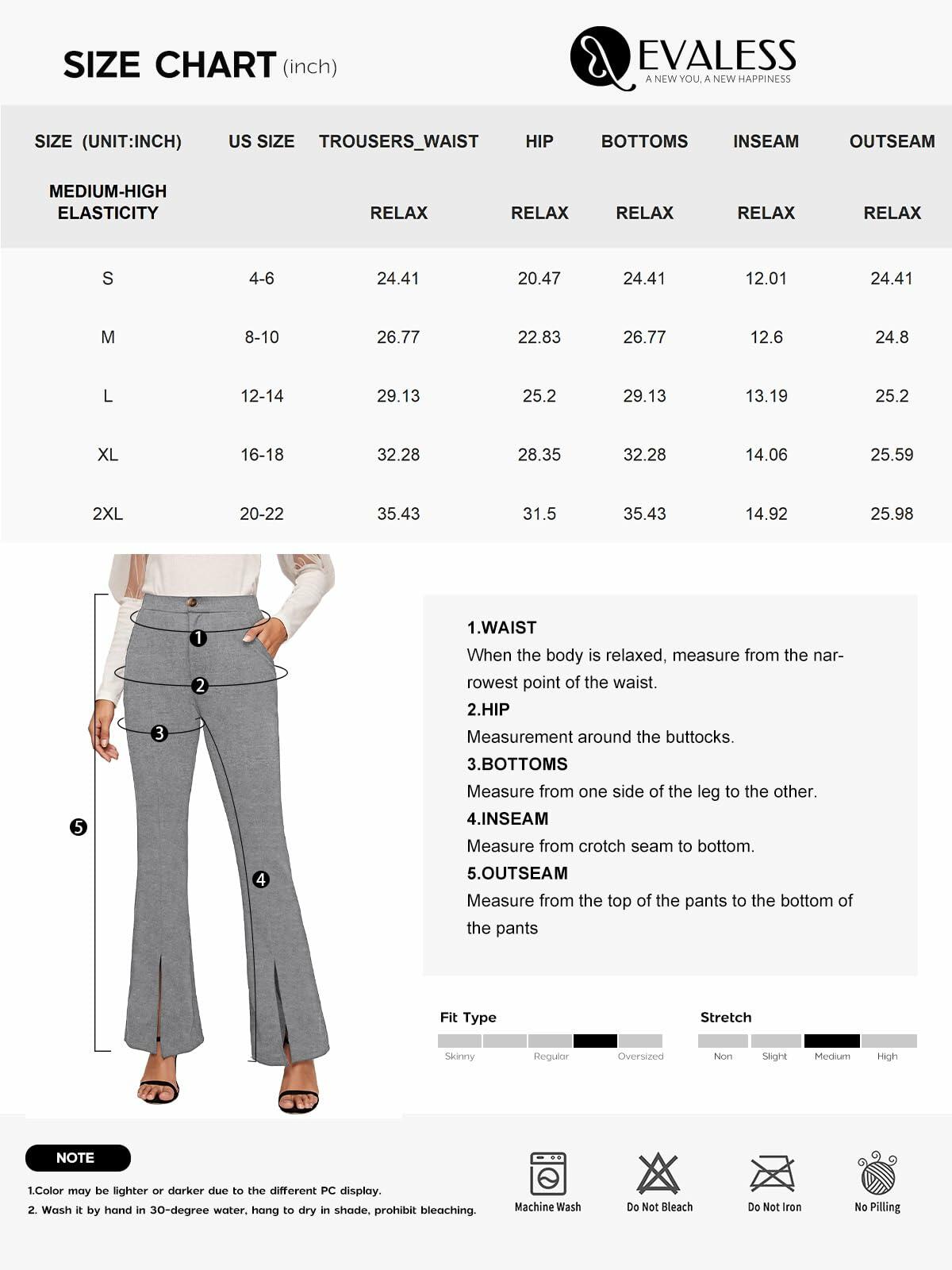 EVALESS Womens Flared Dress Pants Beige XL Slim High Waisted Pockets